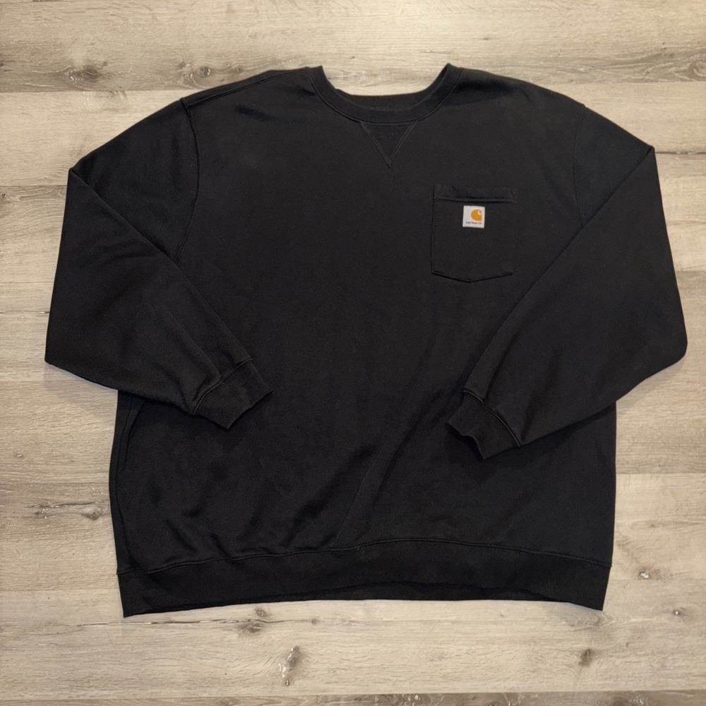 Carhartt Original Fit Pullover Pocket Crewneck Sweatshirt Men's 4XL Black